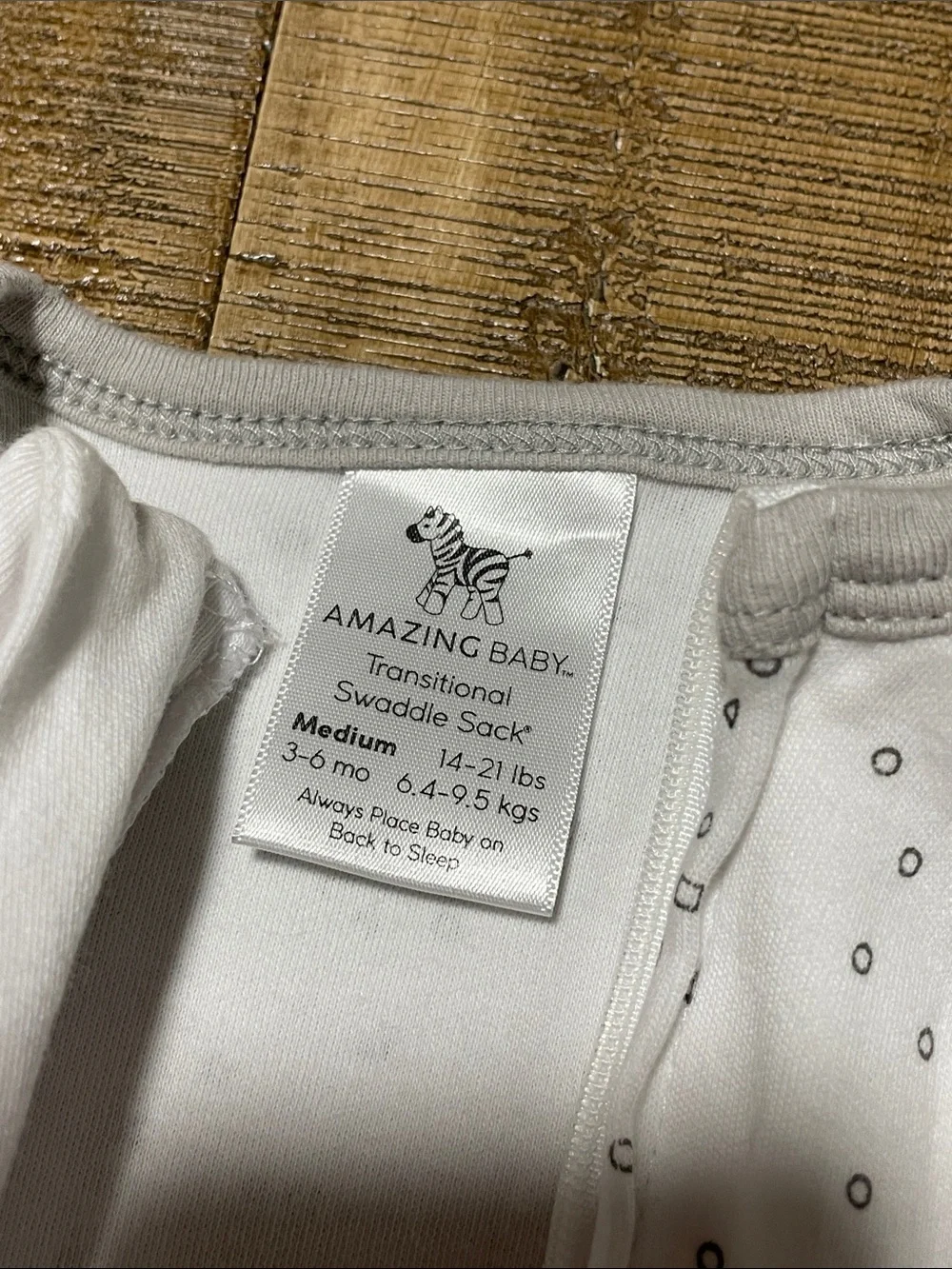 White Baby Swaddle with Gray Dots